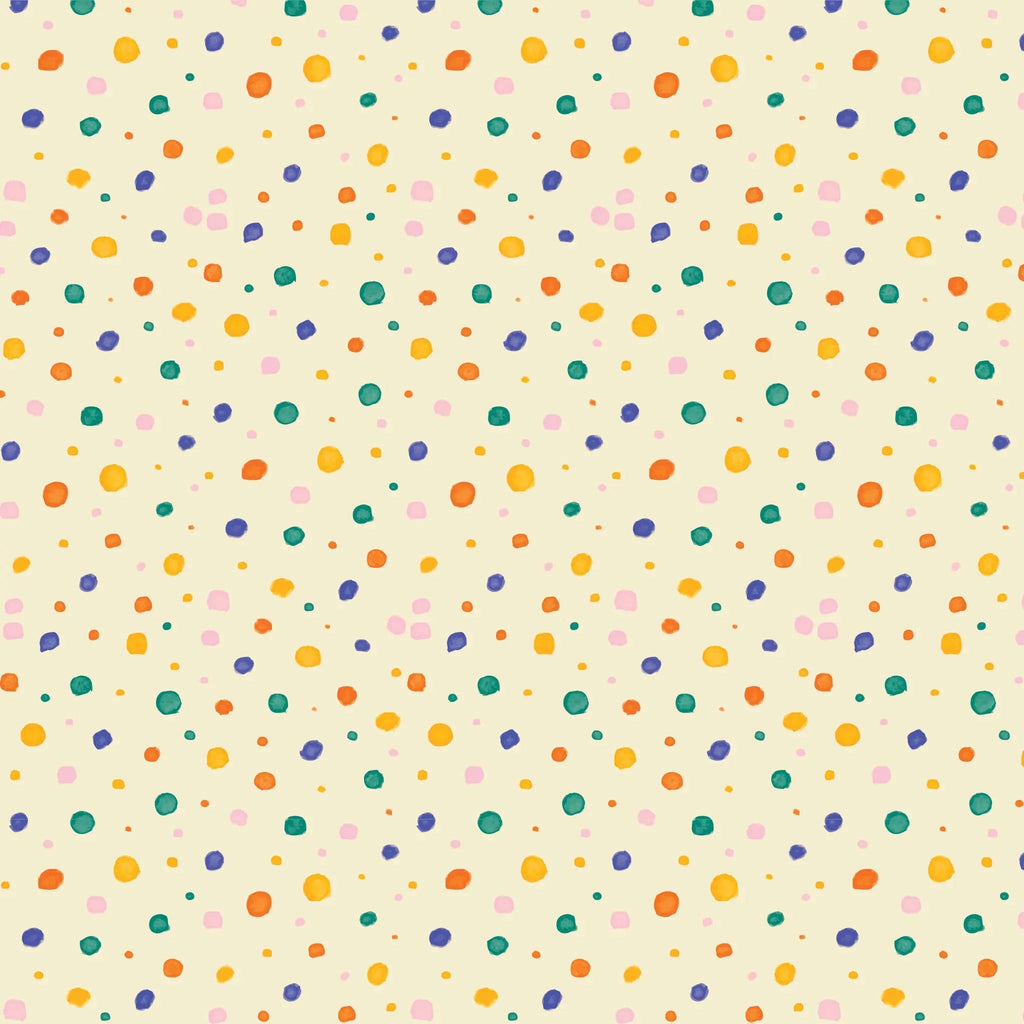 Tapet personalizat inspiratie scandinava pentru copii cu buline multicolore pe fundal galben dots