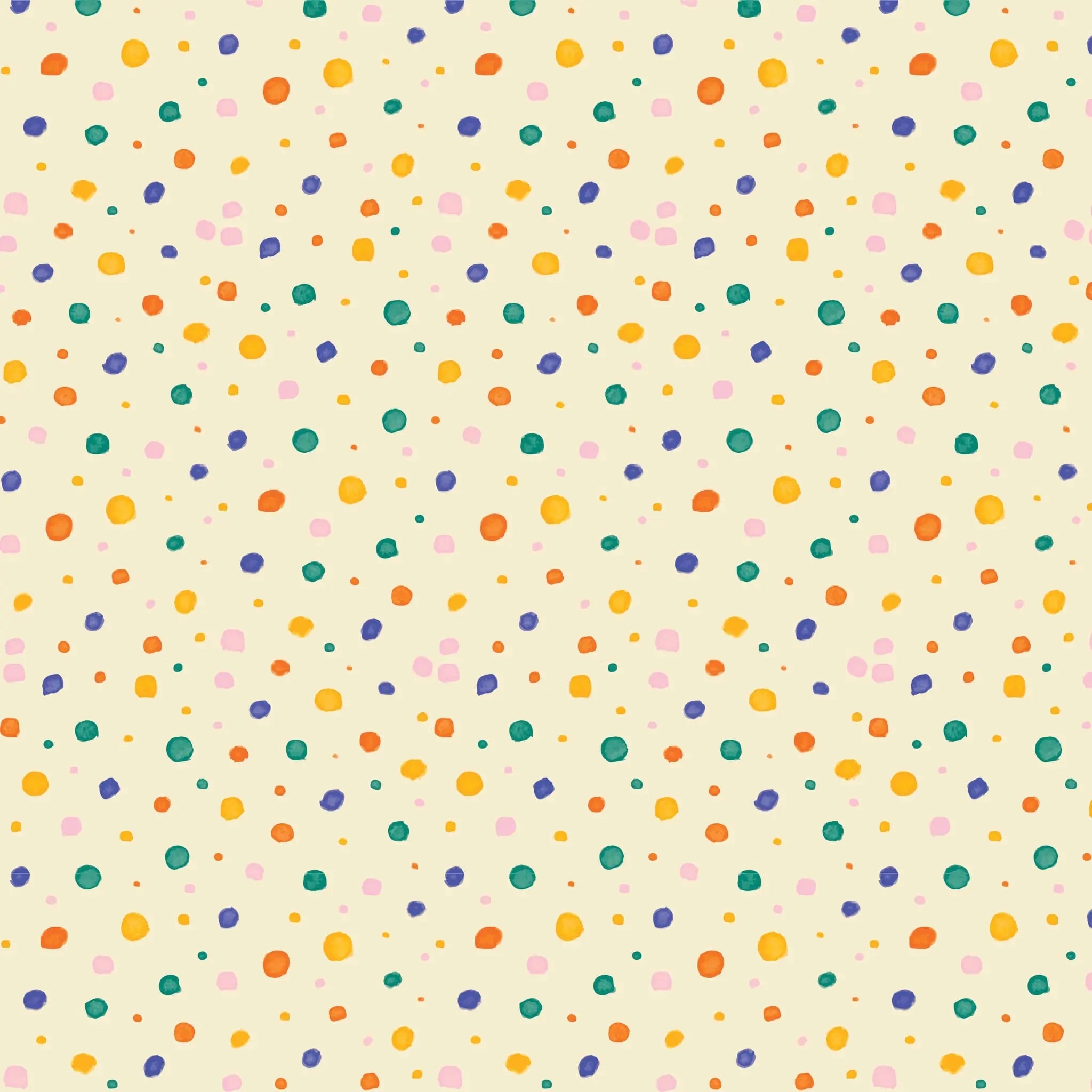 Tapet personalizat inspiratie scandinava pentru copii cu buline multicolore pe fundal galben dots