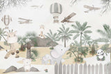 Tapet Personalizat Micii Exploratori cu animale in dunele de nisip amazoniene si palmieri - BACKYARD TROPICS