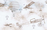 Tapet Personalizat Micii Exploratori cu avioane, baloane cu aer cald si fluturi - BUTTERFLY AEROPLANE