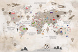 Tapet Personalizat Micii Exploratori cu harta globala a lumii cu animale polare - POLAR MAP