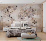 Tapet Personalizat Micii Exploratori cu harta lumii cu animale exotice in stil vintage - EXOTIC WILDLIFE