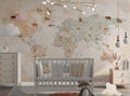 Tapet Personalizat Micii Exploratori cu harta lumii cu animale in stil vintage - VINTAGE ANIMALS MAP