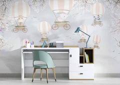 Tapet Personalizat Micii Exploratori cu animale zburand in baloane cu aer cald - HOT BALLOON EXPLORERS