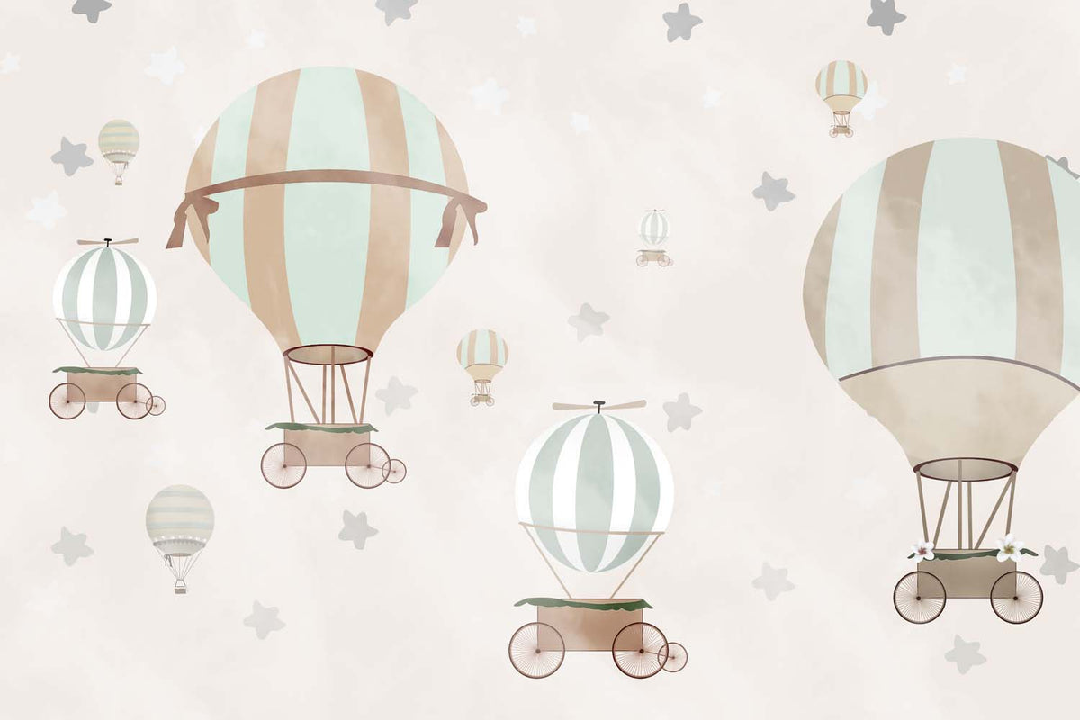 Tapet Personalizat Micii Exploratori cu baloane cu aer cald  - WHEEL BALLOONS