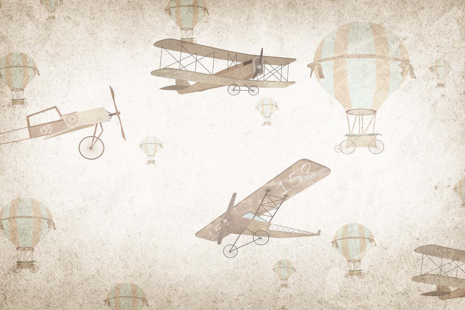 Tapet Personalizat Micii Exploratori cu avioane de lupta vintage - VINTAGE WAR PLANES
