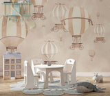 Tapet Personalizat Micii Exploratori cu baloane cu aer cald in stil vintage - TAUPE SKY BALLOONS