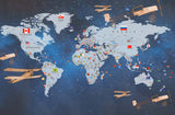 Tapet Personalizat Micii Exploratori cu harta lumii pe fundal spatial - COSMOS MAP