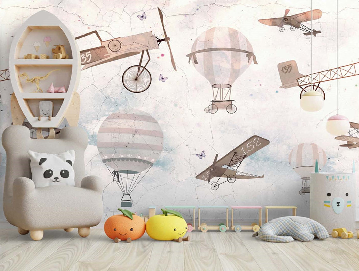 Tapet Personalizat Micii Exploratori cu avioane vintage - VINTAGE BIPLANE