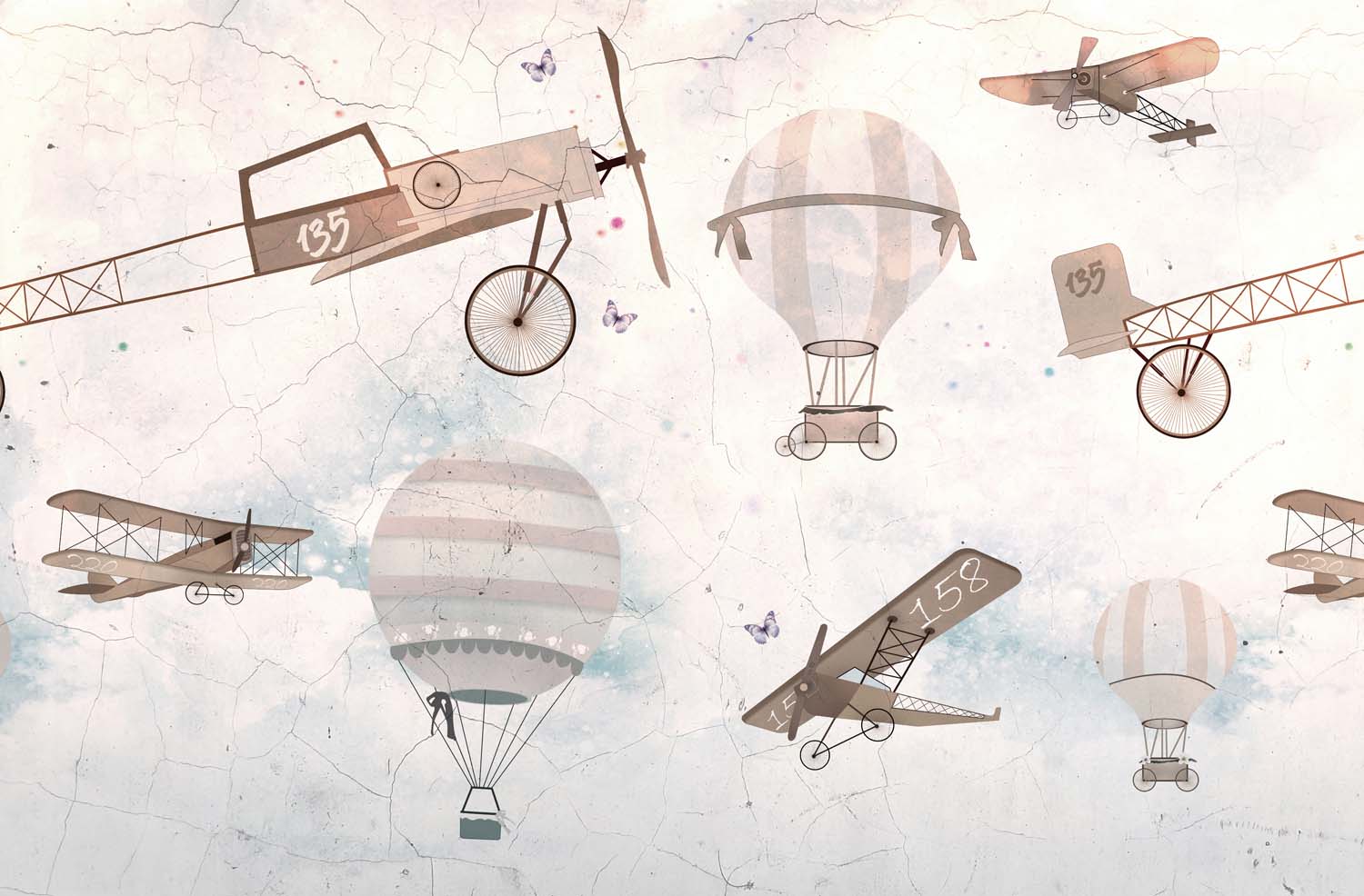 Tapet Personalizat Micii Exploratori cu avioane vintage - VINTAGE BIPLANE