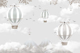 Tapet Personalizat Micii Exploratori cu baloane cu aer cald in peisaj de iarna - WINTER HOT AIR BALLOONS
