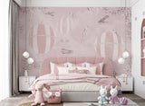 Tapet Personalizat Micii Exploratori cu baloane cu aer cald roz - CHERRY PINK BALLOONS
