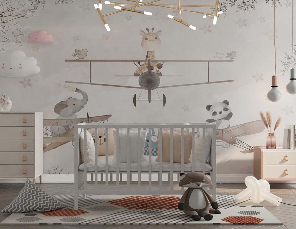 Tapet Personalizat Micii Exploratori cu animale pilotand avioane - BIPLANE TRIO
