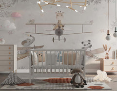 Tapet Personalizat Micii Exploratori cu animale pilotand avioane - BIPLANE TRIO