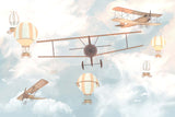 Tapet Personalizat Micii Exploratori cu avioane in prim plan pe cerul senin - CLOSE-UP SUNNY PLANE