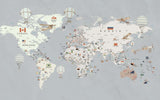 Tapet Personalizat Micii Exploratori cu harta lumii detaliata cu steaguri - TEXTURED WORLD'S MAP