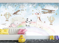 Tapet Personalizat Micii Exploratori cu animalute peste curcubeu si avioane - GREETING RAINBOW
