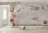 Tapet Personalizat Micii Exploratori cu avioane si baloane cu aer cald in natura - TREE FLY VIEW