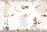 Tapet Personalizat Micii Exploratori cu animale pe biciclete si scutere - ELEPHANT SCOOTER