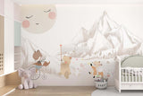 Tapet Personalizat Micii Exploratori cu animale in drumetie spre muntii bej - ANIMAL'S MOUNTAIN ADVENTURE