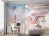 Tapet Personalizat Micii Exploratori cu vulpe agatata de balon roz - FLOATING FOX