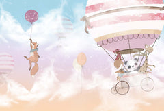 Tapet Personalizat Micii Exploratori cu vulpe agatata de balon roz - FLOATING FOX