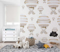 Tapet Personalizat Micii Exploratori cu pattern cu baloane cu aer cald bej grej - BEIGE BALLOONS PATTERN