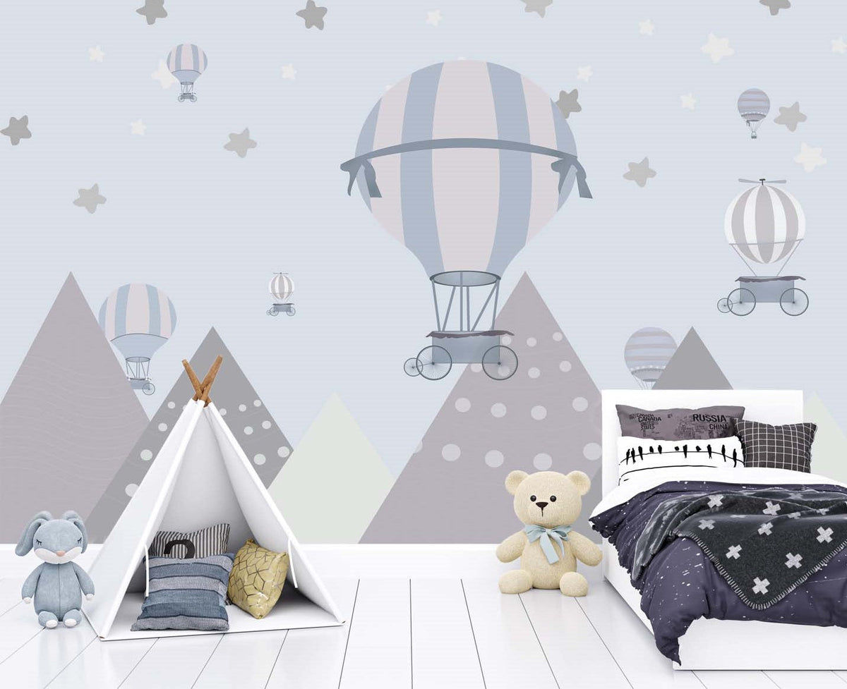 Starry Mountains Balloons Personalised Wallpaper