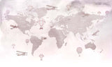 Tapet Personalizat Micii Exploratori cu harta lumii in nuante bej rozalii - DUSTY MAUVE MAP