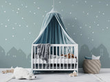 Tapet personalizat inspiratie scandinava pentru copii cu cer instelat peste oras city under the stars