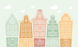 Tapet personalizat inspiratie scandinava pentru copii cladiri multicolore little city