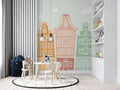 Tapet personalizat inspiratie scandinava pentru copii cladiri multicolore little city