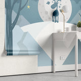 Tapet personalizat inspiratie scandinava pentru copii cu ren sub clar de luna magic reindeer