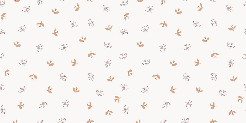 Tapet Personalizat Inspiratie Scandinava cu model abstract cu frunze maro si fundal crem - SOFT LEAF PATTERN