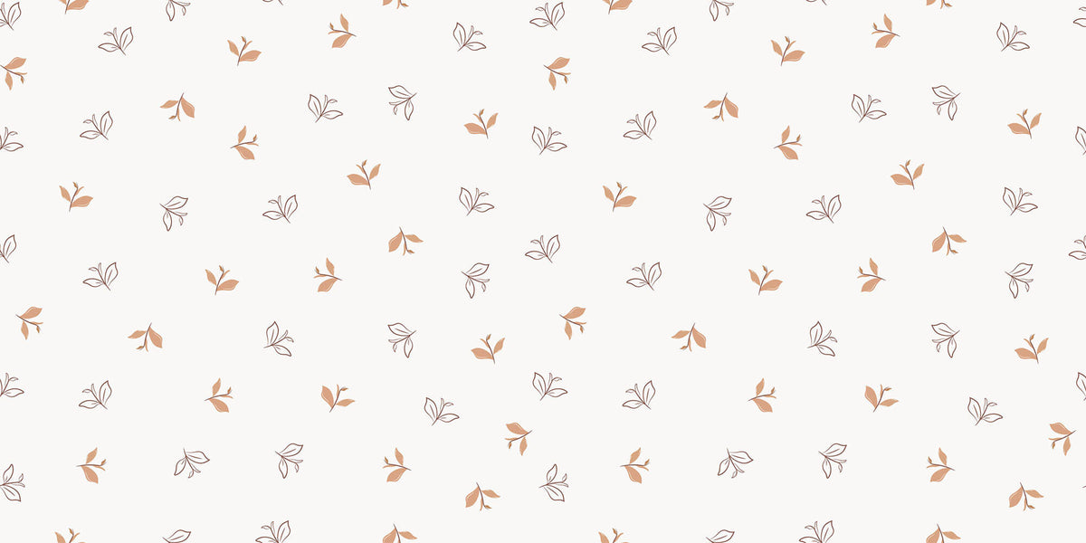 Tapet Personalizat Inspiratie Scandinava cu model abstract cu frunze maro si fundal crem - SOFT LEAF PATTERN