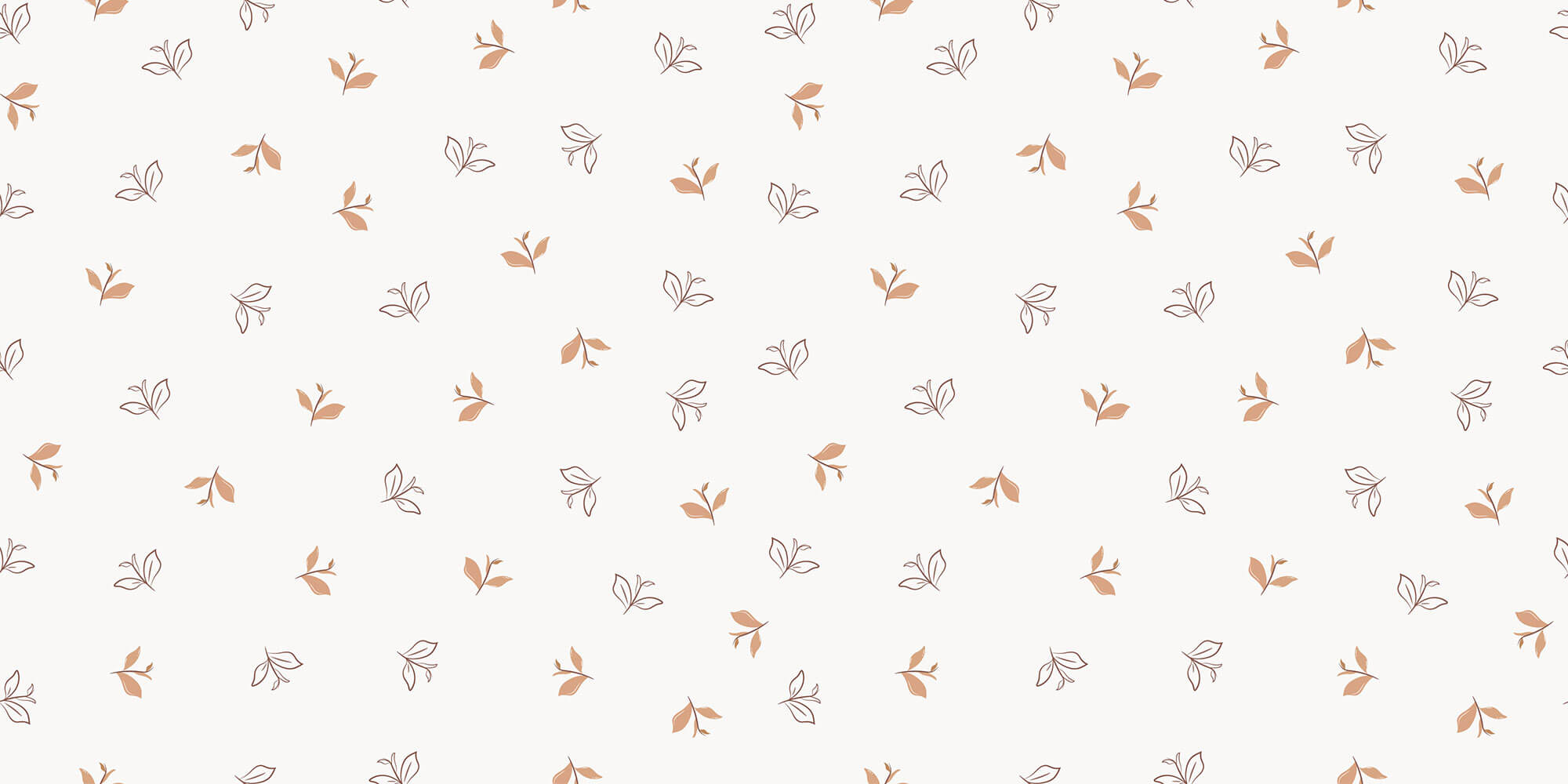 Tapet Personalizat Inspiratie Scandinava cu model abstract cu frunze maro si fundal crem - SOFT LEAF PATTERN