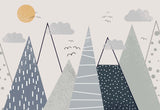 Tapet Personalizat Inspiratie Scandinava pentru Copii cu munti abstracti in nuante de albastru - ABSTRACT KID'S MOUNTAINS
