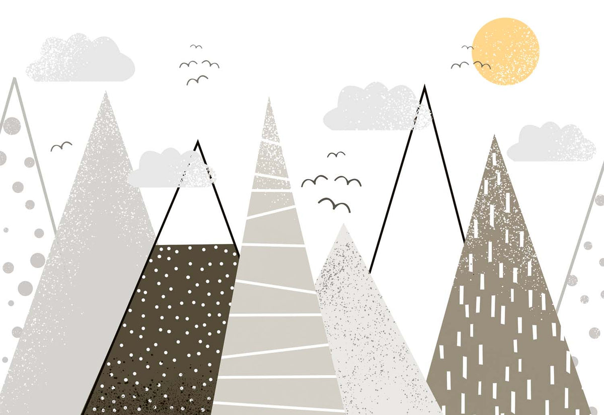 Tapet Personalizat Inspiratie Scandinava pentru Copii cu munti abstracti in nuante cafenii maro - CHOCOLATE MOUNTAINS