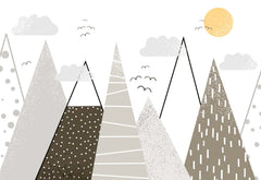 Tapet Personalizat Inspiratie Scandinava pentru Copii cu munti abstracti in nuante cafenii maro - CHOCOLATE MOUNTAINS