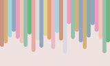 Tapet Personalizat Inspiratie Scandinava pentru Copii cu dungi multicolore pe fundal roz - LINE RAINBOW