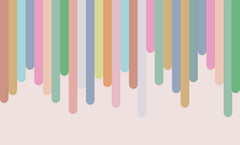 Tapet Personalizat Inspiratie Scandinava pentru Copii cu dungi multicolore pe fundal roz - LINE RAINBOW