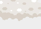 Tapet Personalizat Inspiratie Scandinava pentru Copii cu nori in nuante de bej si alb - BEIGE SLEEPY CLOUDS
