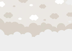Tapet Personalizat Inspiratie Scandinava pentru Copii cu nori in nuante de bej si alb - BEIGE SLEEPY CLOUDS