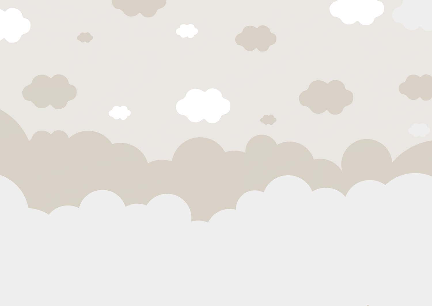 Tapet Personalizat Inspiratie Scandinava pentru Copii cu nori in nuante de bej si alb - BEIGE SLEEPY CLOUDS