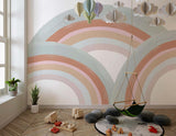 Tapet Personalizat Inspiratie Scandinava pentru Copii cu curcubee pictate in nuante pastel - PAINTED RAINBOWS