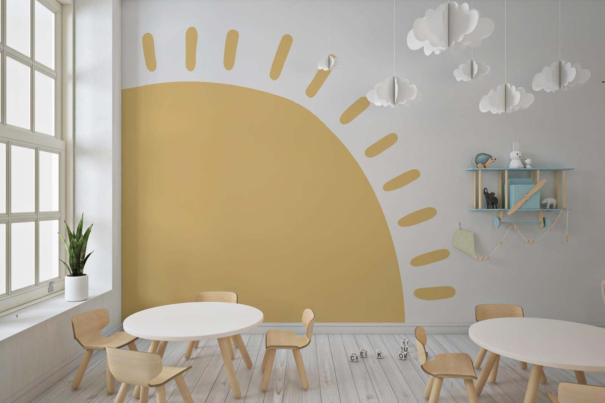 Tapet Personalizat Inspiratie Scandinava pentru Copii cu soare abstract - HELLO SUNSHINE