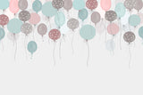 Tapet Personalizat Inspiratie Scandinava pentru Copii cu baloane de petrecere in nuante de roz si albastru pastel - PASTEL BALLOONS