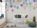 Tapet Personalizat Inspiratie Scandinava pentru Copii cu baloane colorate de petrecere in nuante vibrante - VIVID BALLOONS