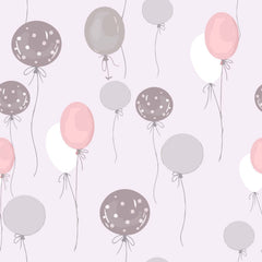 Tapet Personalizat Inspiratie Scandinava pentru Copii cu pattern de baloane in nuante de roz - PURPLE BALLOONS PATTERN