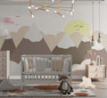 Tapet Personalizat Inspiratie Scandinava pentru Copii cu munti printre nori si soare - EARTHY MOUNTAINS